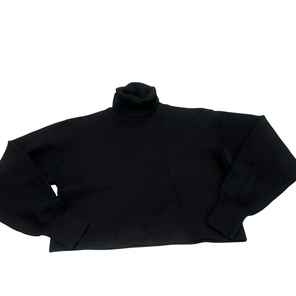 Good American Black Knit Cropped long Sleeve Sweater Size 2